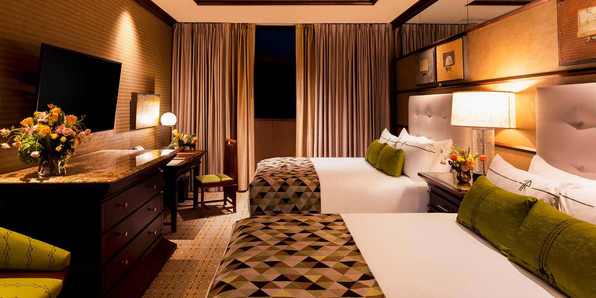 Hotel room at night