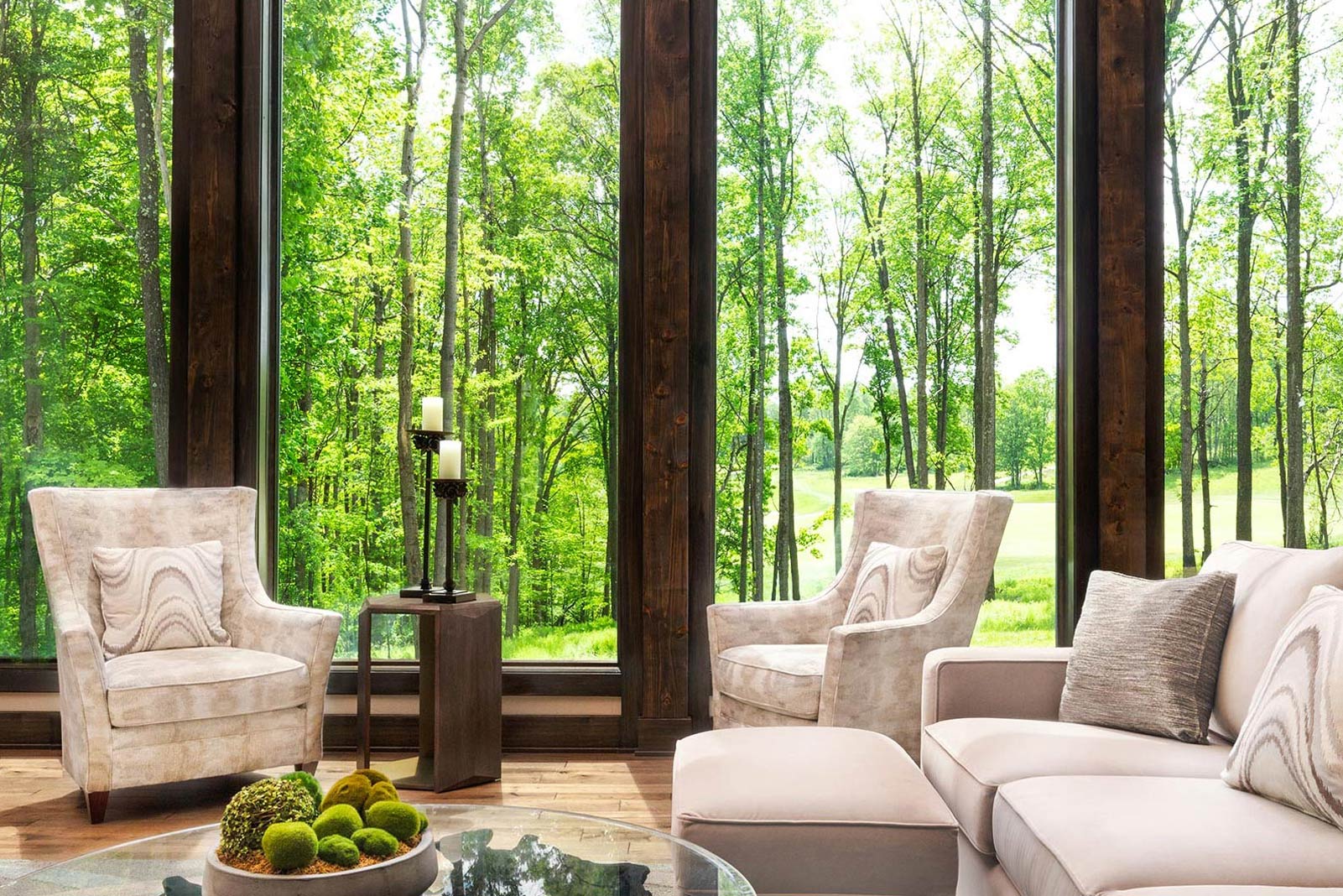 Image showing outdoor seating area with trees