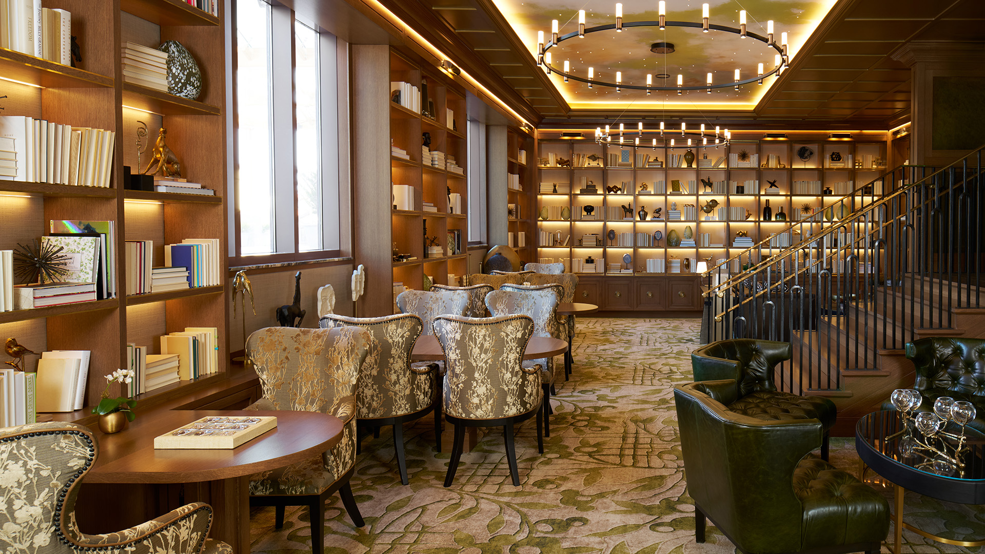 a library at a hotel