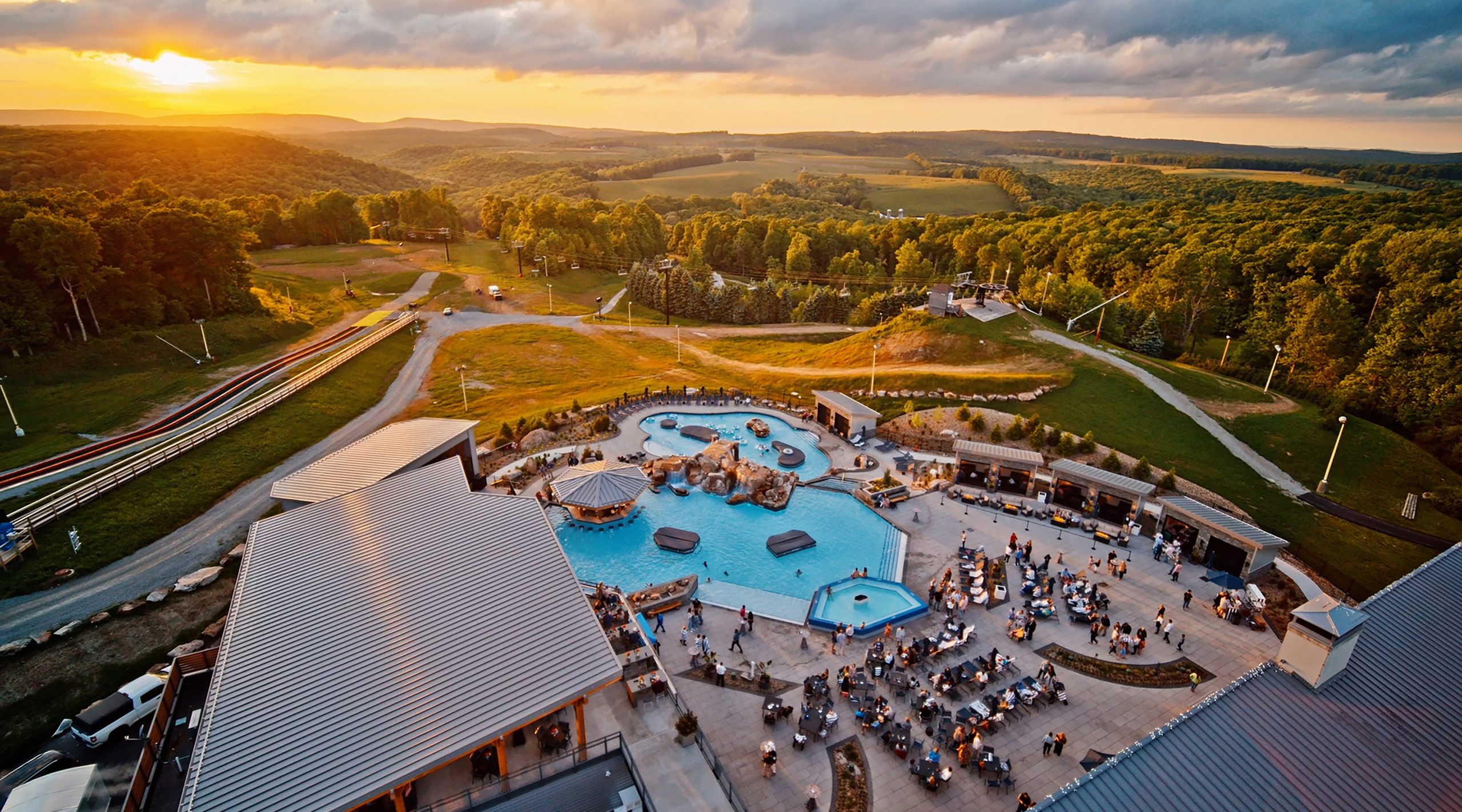 Pools at The Peak at Nemacolin at sunset