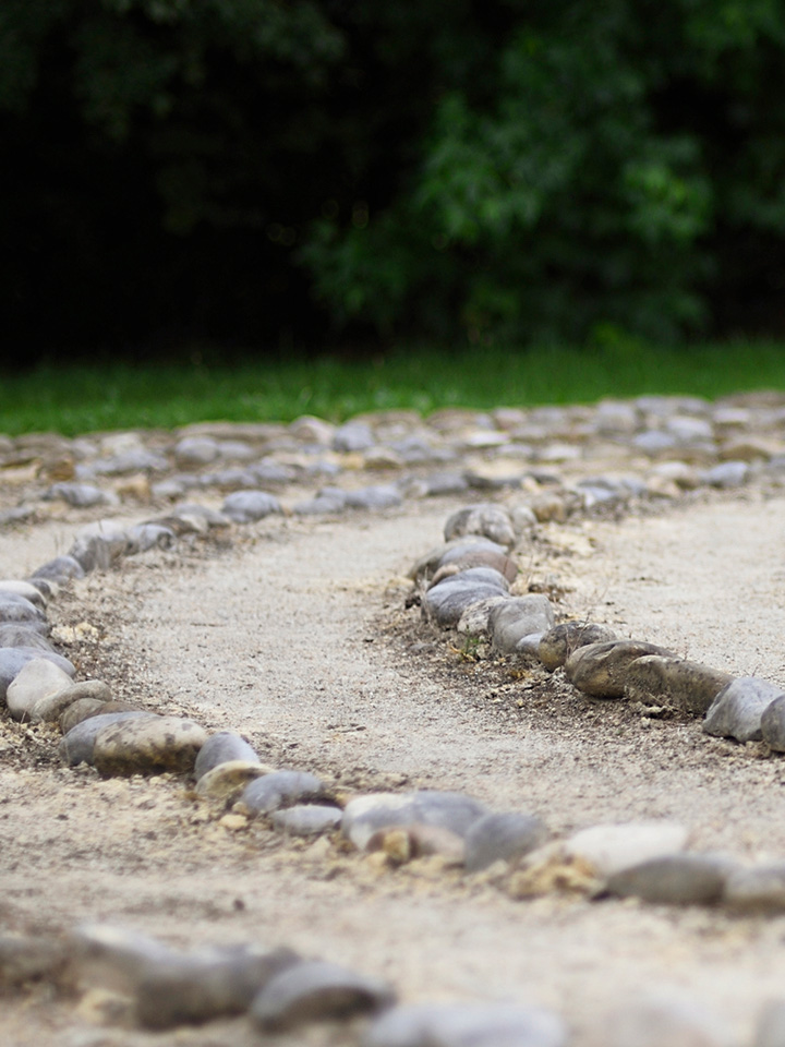 rock labyrinth in meditation garden